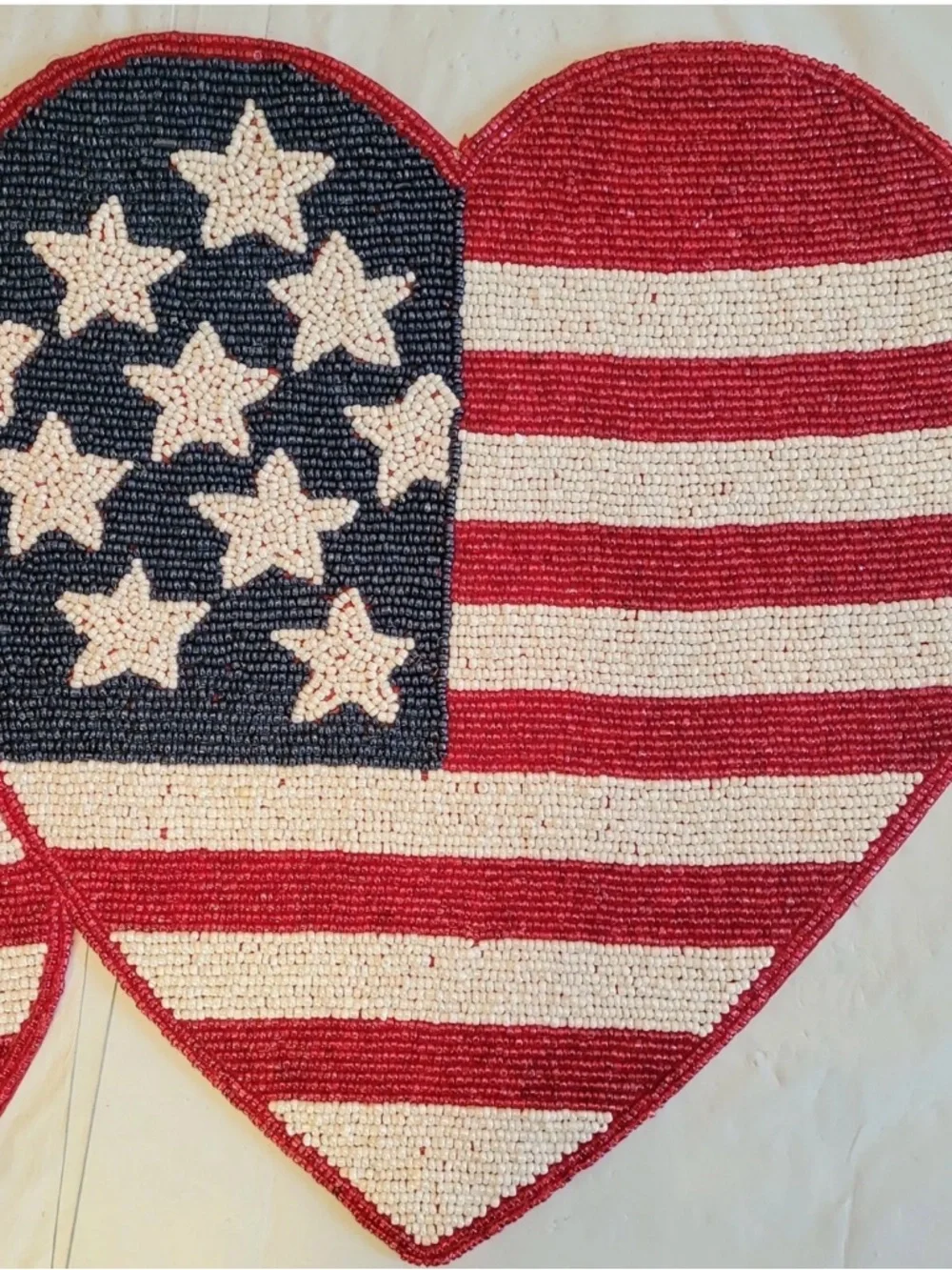 Patriotic Heart-Shaped Table Runner Accent - Red, White & Blue